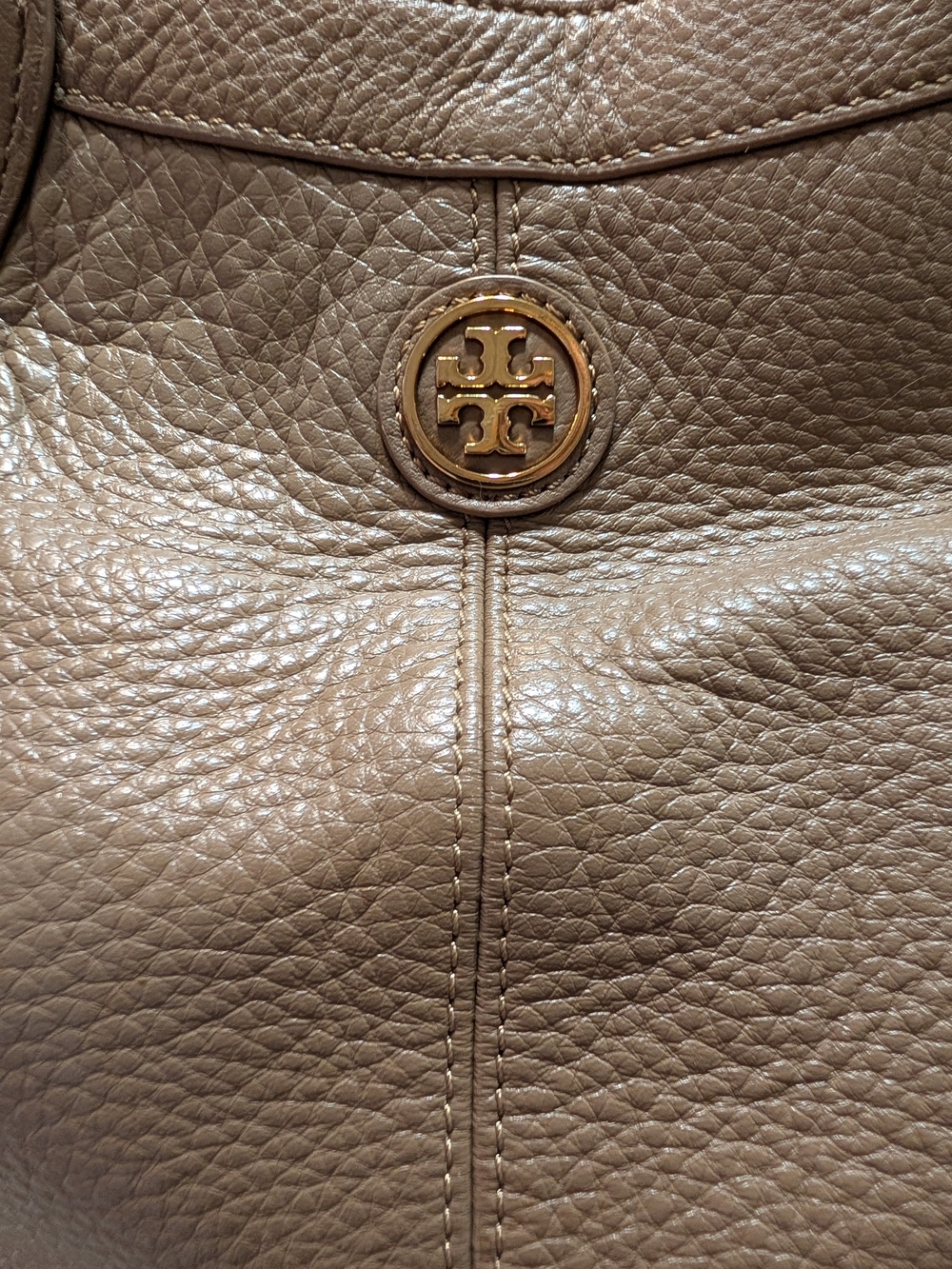Tory Burch Taupe Pebbled Leather 2- Way Dakota Hobo Bag